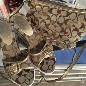 Coach wedge sandals & matching cross body bag